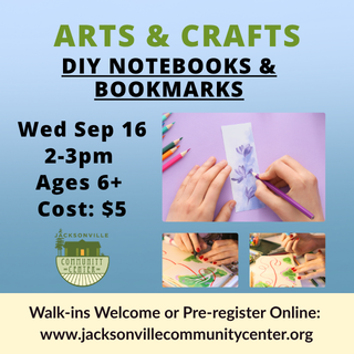 9/16 Arts & Crafts: DIY Notebooks & Bookmarks with Sarah