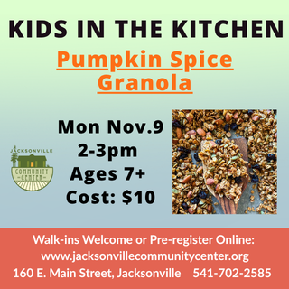 11/9 Kids in the Kitchen: Pumpkin Spice Granola with Sarah